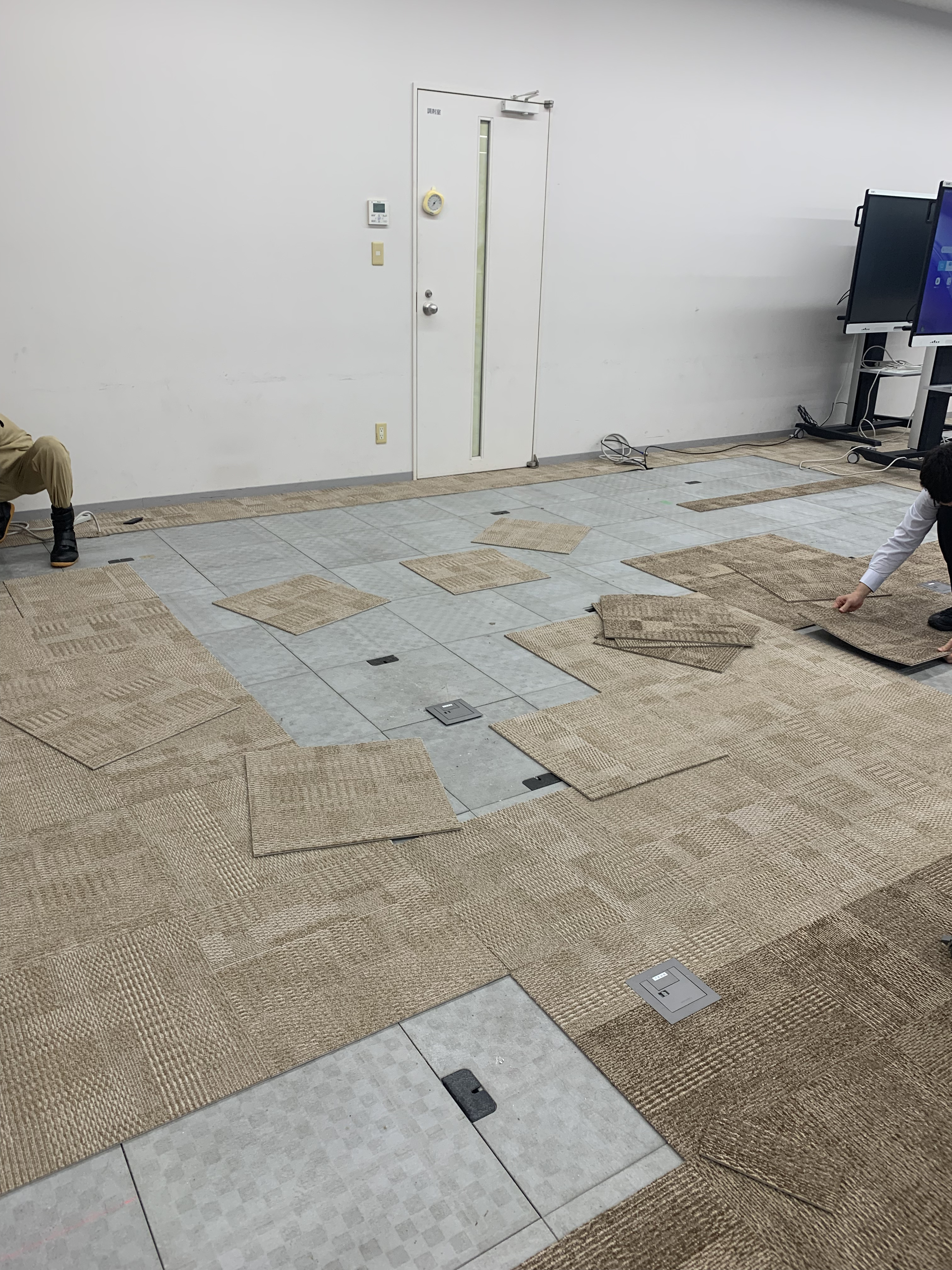 浸水処理中の3Fアクティブラーニング教室(HAL)